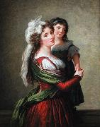 elisabeth vigee-lebrun Madame Rousseau et sa fille. oil painting